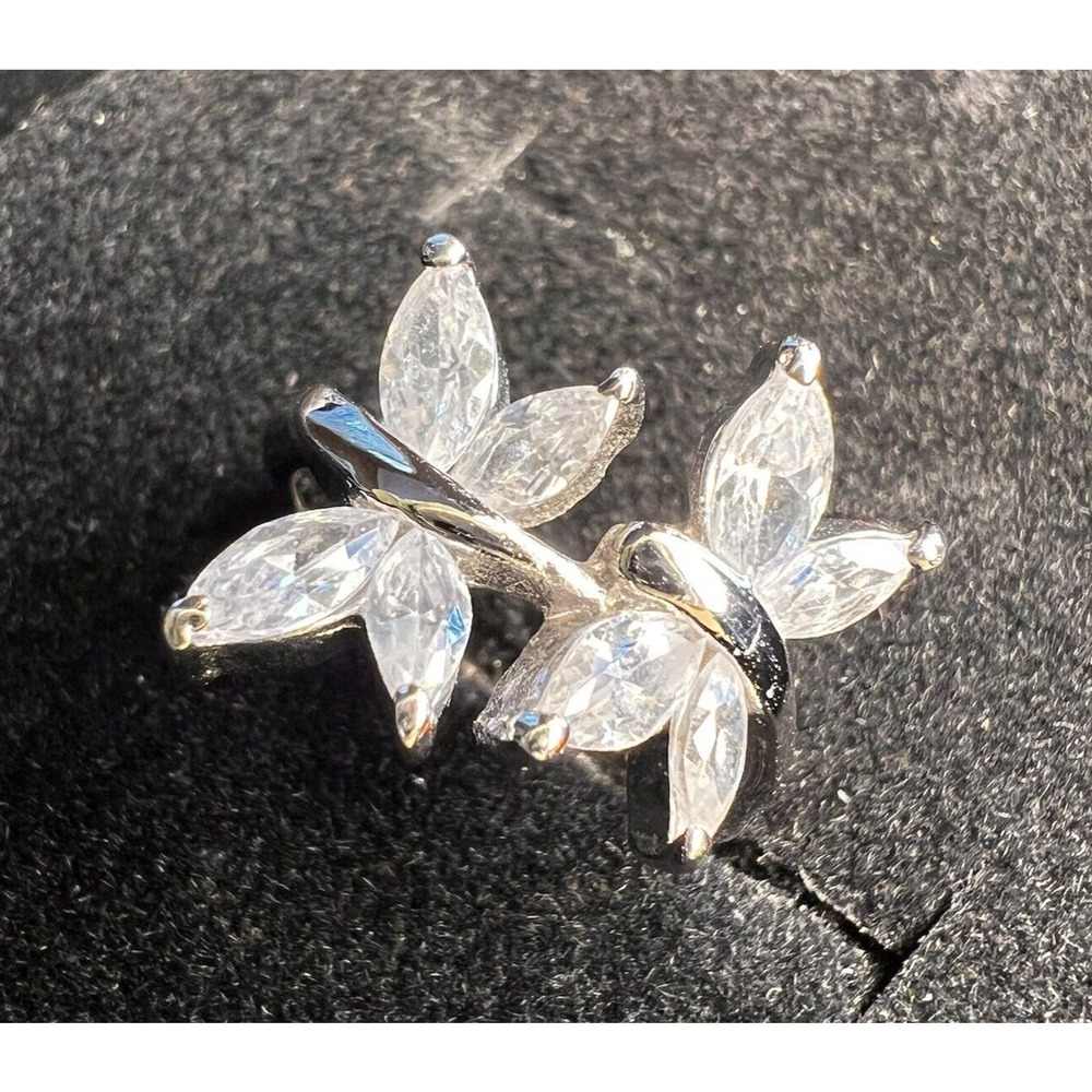 Sterling Silver Cubic Zirconia Double Butterfly Ring-- Size 7--Gorgeous!